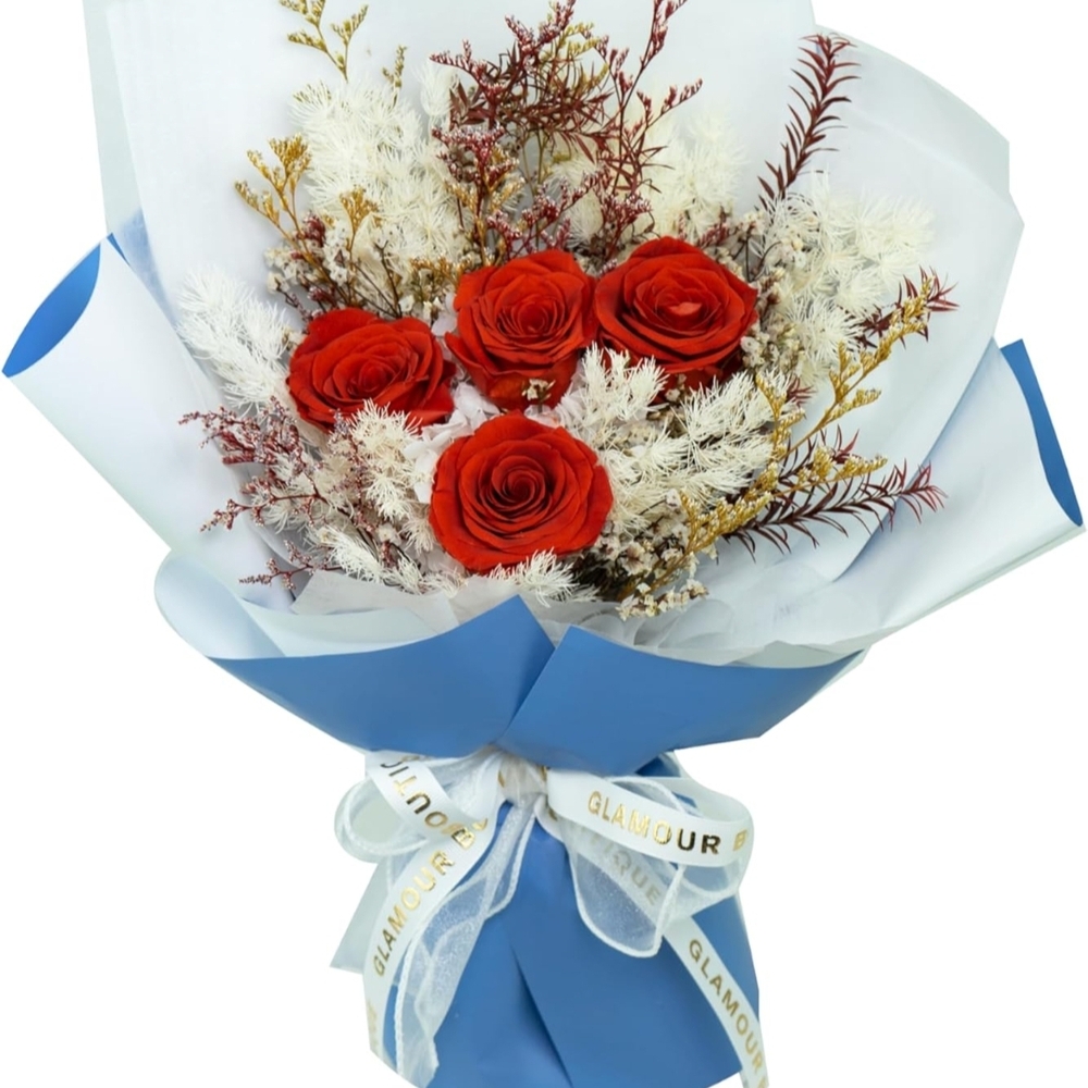 Elegant Red and White Faux Floral Bouquet